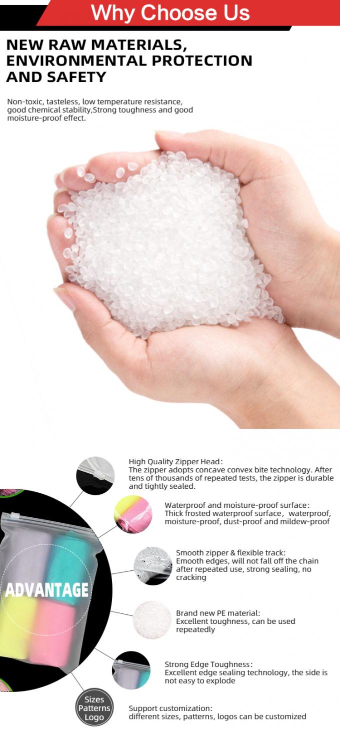 Stampa su misura Sacchetti di plastica a chiusura chiusurabile eco-compatibile con manico per abbigliamento Sacchetto di imballaggio 10