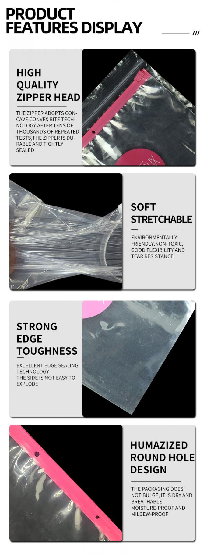 Busta di chiusura con cerniera in plastica trasparente CPE PE 6