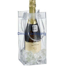 Borse d'imballaggio del PVC di abitudine, chiara borsa per il ghiaccio di plastica del dispositivo di raffreddamento per l'imballaggio del vino