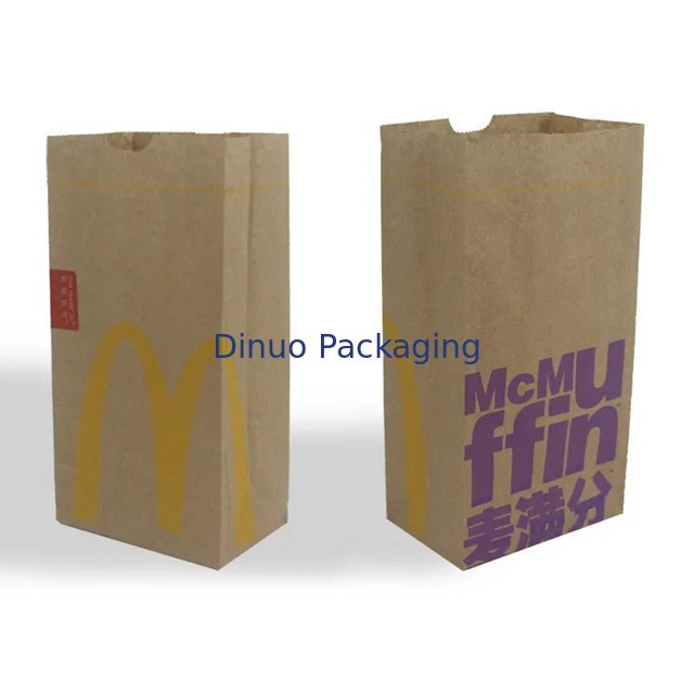 Dimensioni personalizzate cibo fondo piatto sottile sacchetto di carta kraft pane senza maniglia con logo