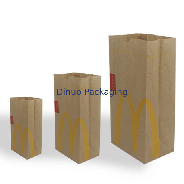 Dimensioni personalizzate cibo fondo piatto sottile sacchetto di carta kraft pane senza maniglia con logo