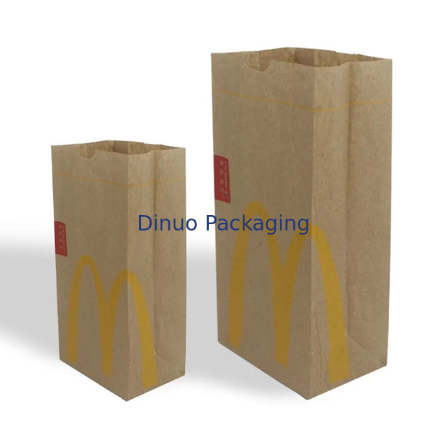 Dimensioni personalizzate cibo fondo piatto sottile sacchetto di carta kraft pane senza maniglia con logo