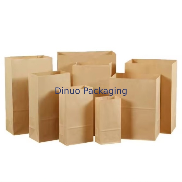 Dimensioni personalizzate Sacchetti di carta kraft marroni usa e getta per pane, panini, cibo a fondo piatto sacchetto di carta da asporto