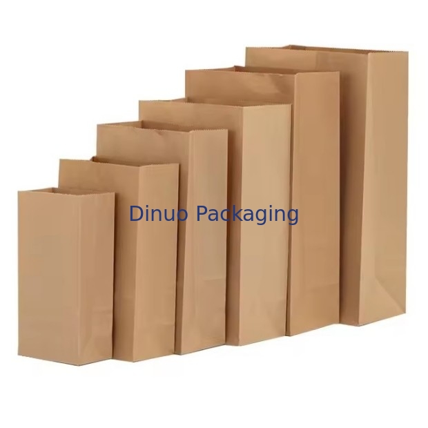 Dimensioni personalizzate Sacchetti di carta kraft marroni usa e getta per pane, panini, cibo a fondo piatto sacchetto di carta da asporto