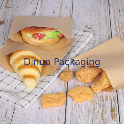 Confezione da 100 buste di sacchetti di carta kraft piatti biodegradabili per panini con biscotti e popcorn
