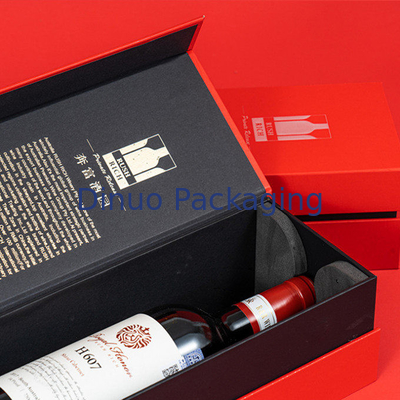 Contenitore di regalo rosso su ordinazione stampato oro caldo su ordinazione del pacchetto del vino bianco della scatola di carta per la consegna