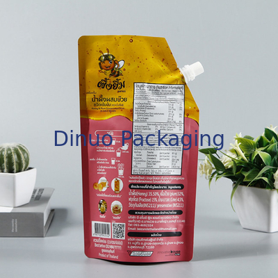 Sacchetto di plastica biodegradabile su ordinazione Straw Fruits Juice Pouch Bag del becco del di alluminio