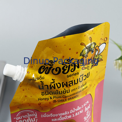 Sacchetto di plastica biodegradabile su ordinazione Straw Fruits Juice Pouch Bag del becco del di alluminio