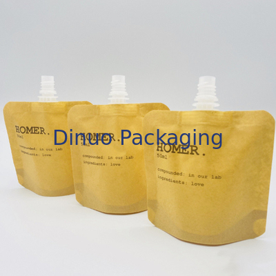 Supporto di abitudine sul sacchetto liquido cosmetico biodegradabile del becco della ricarica di Kraft della borsa