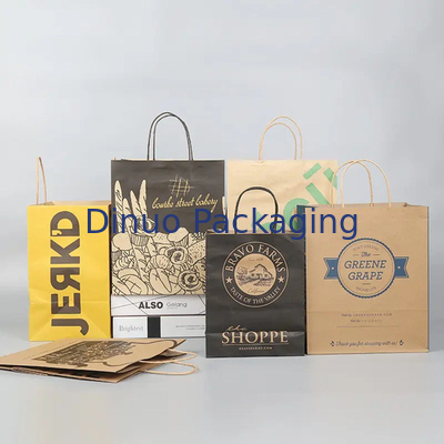 Borsa di carta Kraft con maniglia per la ristorazione fast food