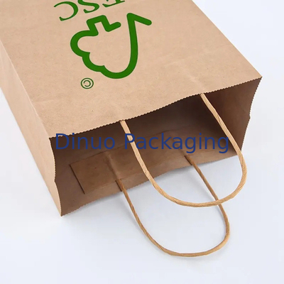 Logo stampato su misura Bagno di carta Kraft per regalo bianco marrone con manico torto