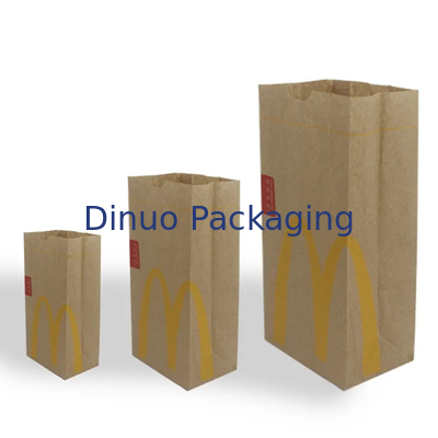 Dimensioni personalizzate cibo fondo piatto sottile sacchetto di carta kraft pane senza maniglia con logo