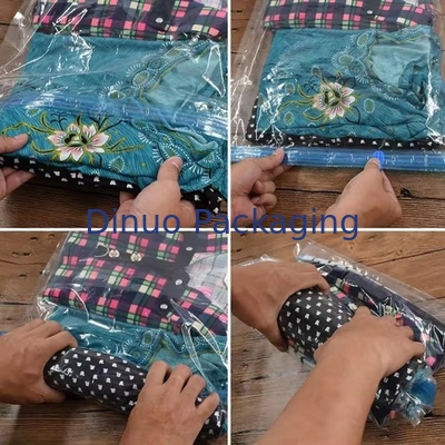Borsa da viaggio per la conservazione del vuoto di plastica per l' imballaggio a mano Borsa da vuoto a rotolo con cerniera per bagagli