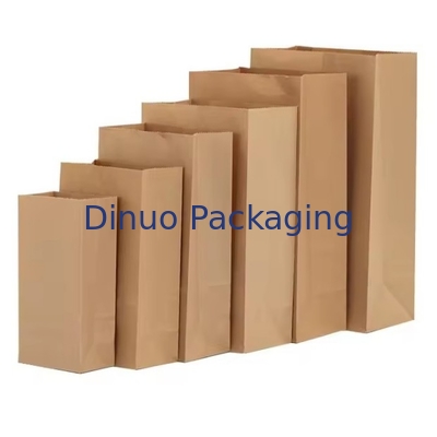 Dimensioni personalizzate Sacchetti di carta kraft marroni usa e getta per pane, panini, cibo a fondo piatto sacchetto di carta da asporto