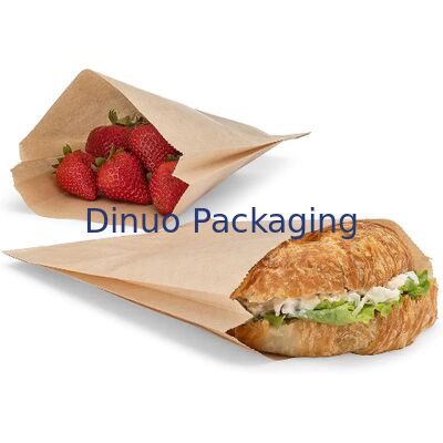 Sacchetti alimentari in carta kraft ecologici a prova di grasso usa e getta Open Top Snack Bag per panetteria Panini frutta Catering takeout