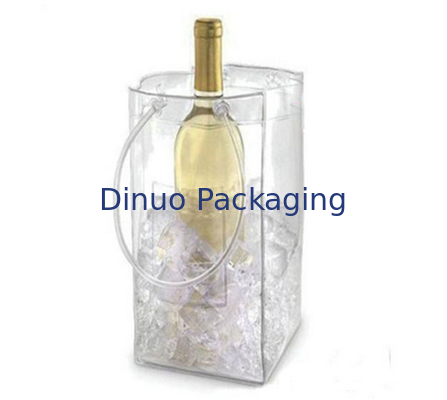 Chiare borse d'imballaggio non tossiche del PVC, sacchetto d'imballaggio del cubetto di ghiaccio del vino con la maniglia