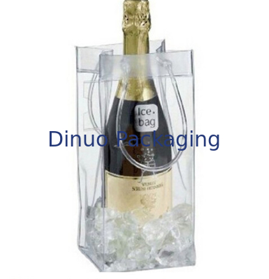 Borse d'imballaggio del PVC di abitudine, chiara borsa per il ghiaccio di plastica del dispositivo di raffreddamento per l'imballaggio del vino