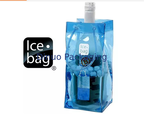 Borse d'imballaggio del PVC della maniglia della corda di sicurezza, borse di plastica riutilizzabili del dispositivo di raffreddamento di vino