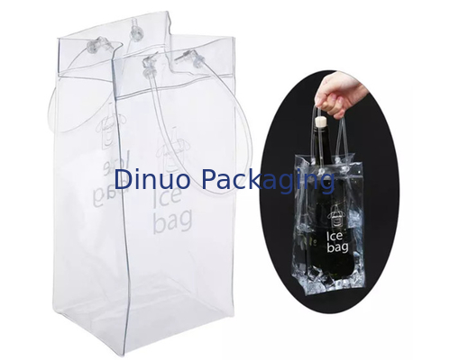 Borse d'imballaggio del PVC della maniglia della corda di sicurezza, borse di plastica riutilizzabili del dispositivo di raffreddamento di vino