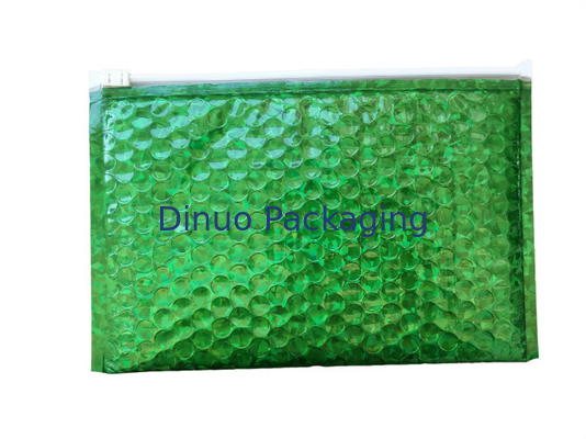 Borse di bolla impermeabili della chiusura lampo/bollettini a chiusura lampo 300x250mm olografici lucidi metallici della bolla stagnola di verde